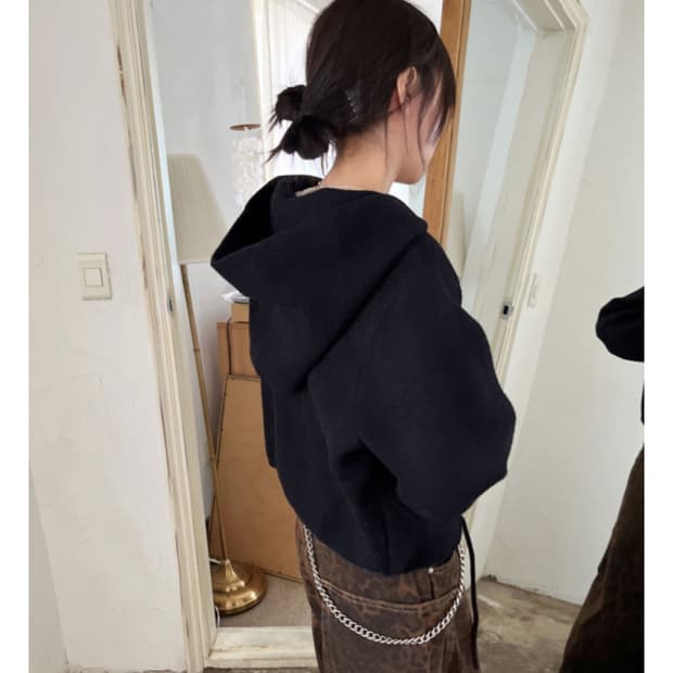 김아홉 도톰 니트 후드 JK