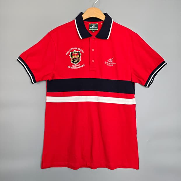 폴로클럽 배색 자수 반팔티 105