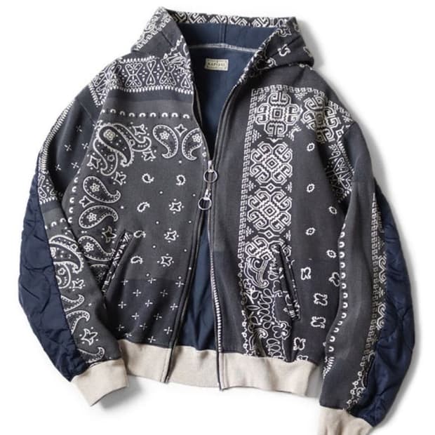 캐피탈 플리스 반다나 비부악 후드 블루종 블랙