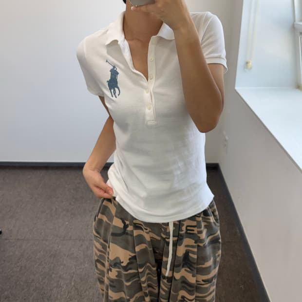 Polo폴로 스카이블루 빅포니 화이트 카라반팔티 
