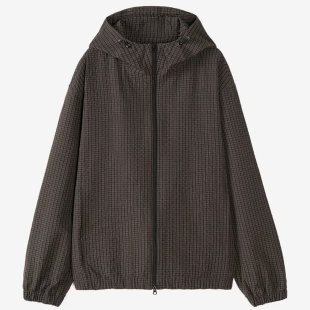 엑스컨테이너 스퀘어 체크 후드 바람막이 자켓 XL