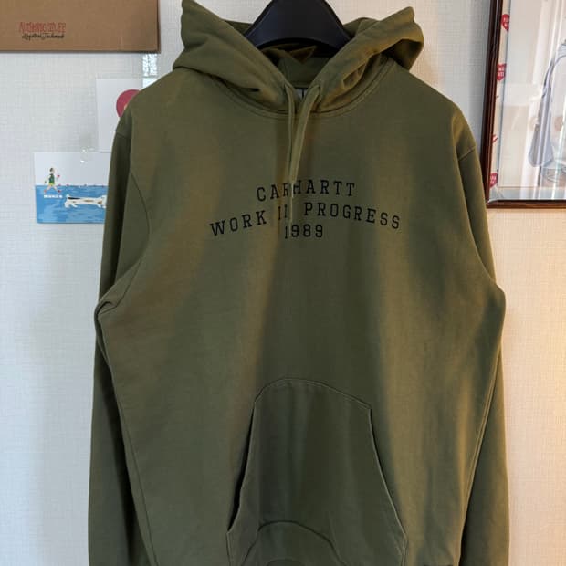 [XL]칼하트wip 프린팅 코튼 후드티 카키