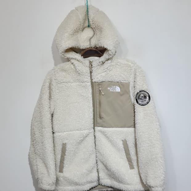 (S) 노스페이스 플리스 점퍼 아이보리 뽀글이 후리스 후드자켓 