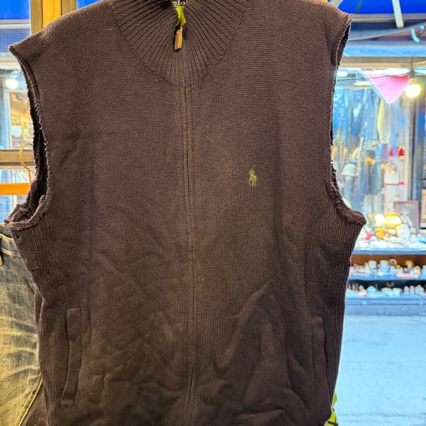 폴로 랄프로렌 그린포니 네이비 집업 니트조끼