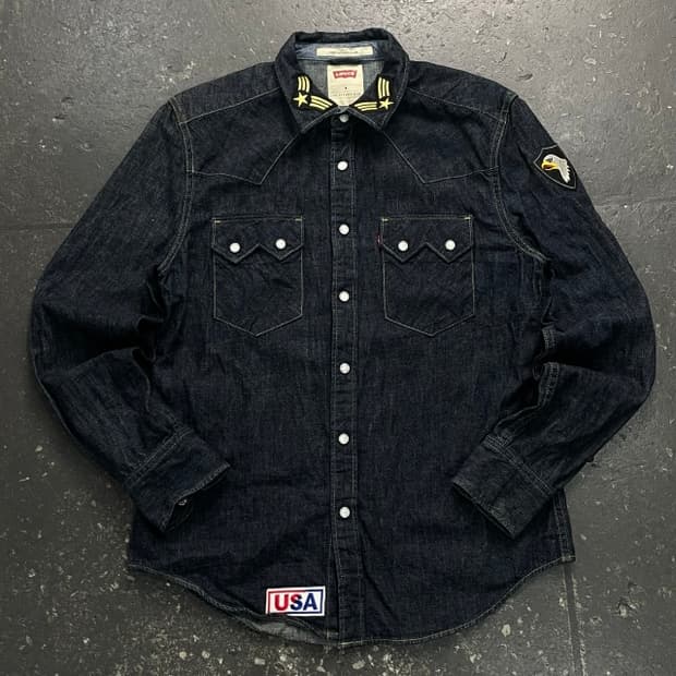95 리바이스 밀리터리 패치 데님셔츠