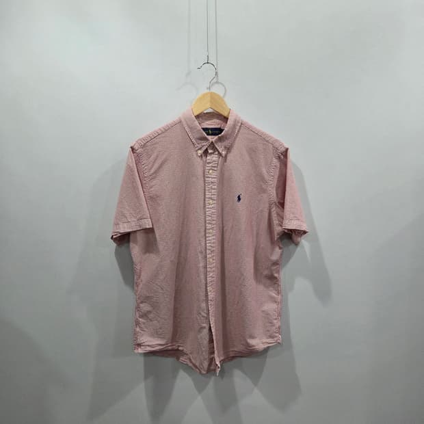 폴로랄프로렌 버튼다운 스트라이프 시어서커 반팔셔츠 L