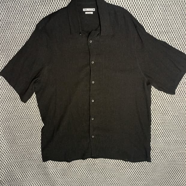 [L] 자라(ZARA) 남성 릴랙스핏 오픈칼라 반팔 셔츠 블랙
