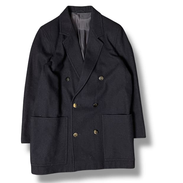 막스마라 네이비 더블 버튼 하프 숏 코트