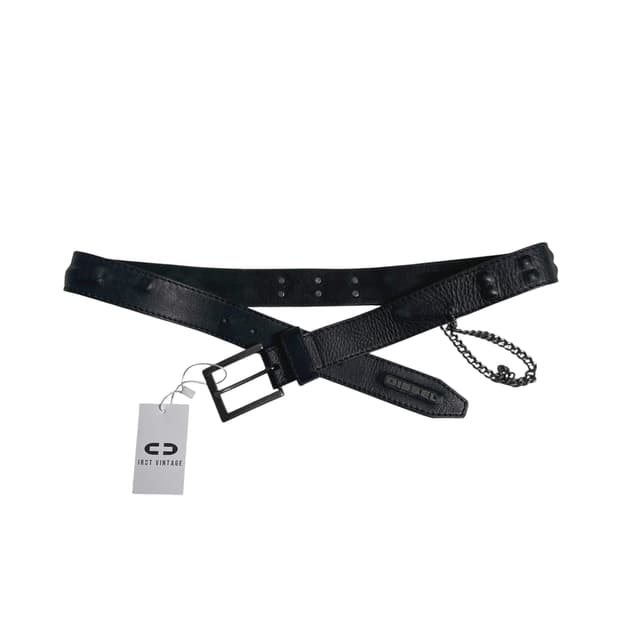 디젤 블랙 골드 체인 벨트