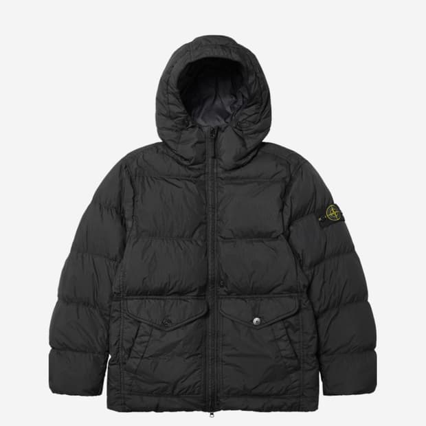스톤아일랜드 크링클랩스 후드 다운 자켓 블랙 XL