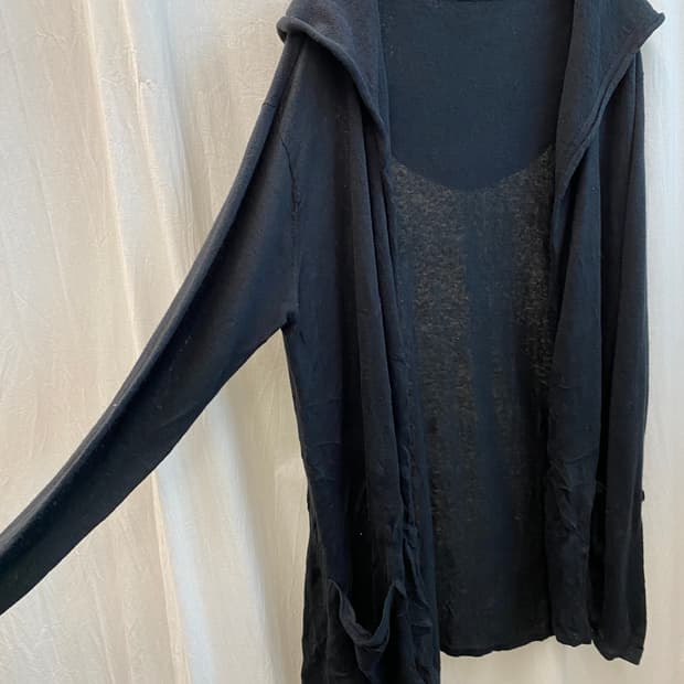 블랙 린넨면혼방 오픈가디건(F)