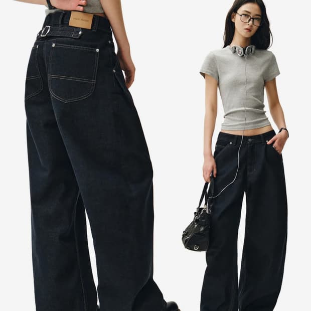 새상품) 데케트 우먼 Cinchback Barrel Wide Jeans