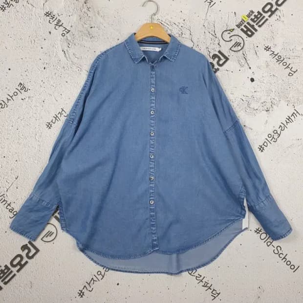 캘빈클라인 CK 오버핏 데님 셔츠 블루 S 1100285