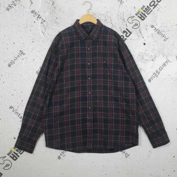 타미힐피거 TOMMY 긴팔 남방 셔츠 네이비 타탄 XL 1100287