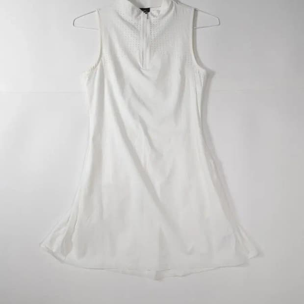 화이트 반집업 민소매 원피스