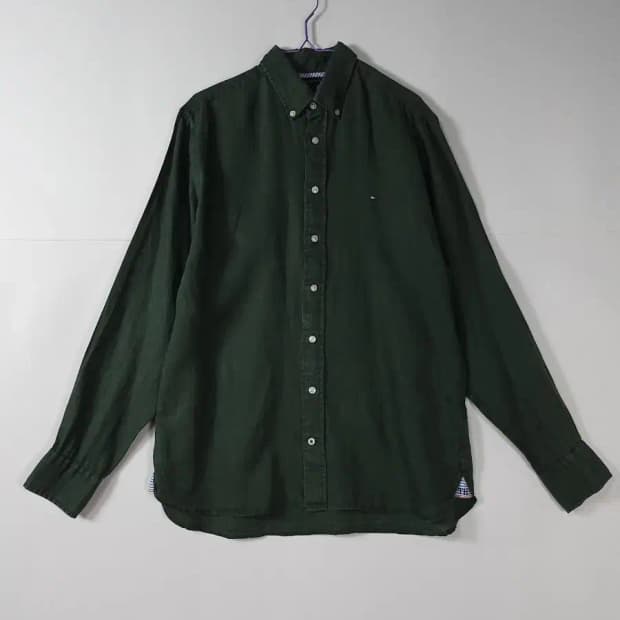 타미힐피거 셔츠 다크 그린