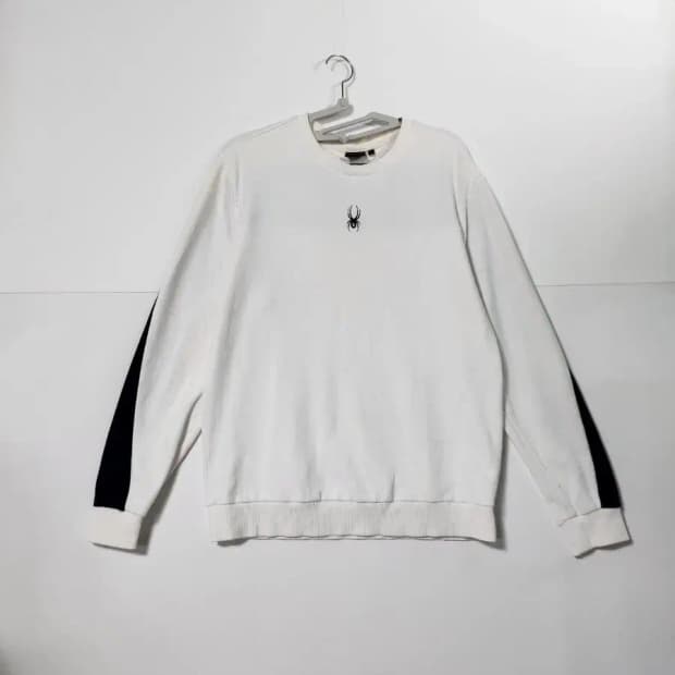 스파이더 화이트 맨투맨 블랙 라인