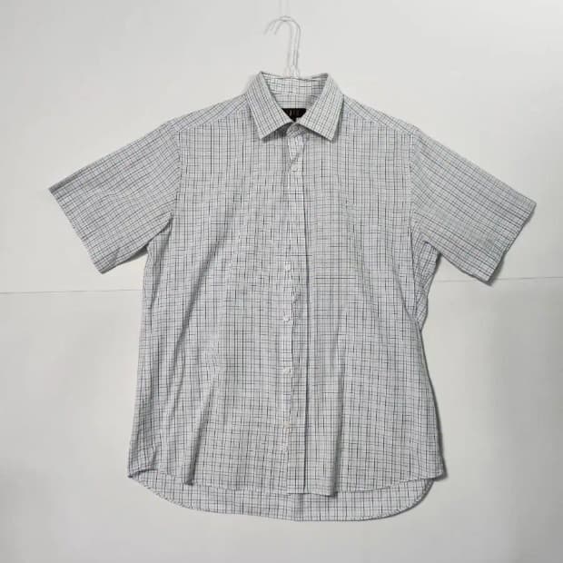 닥스 화이트 체크 반팔 셔츠