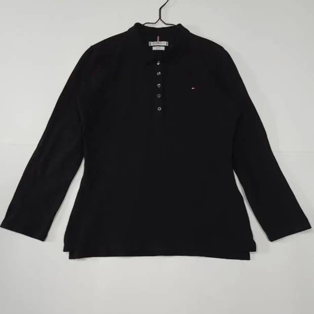 타미힐피거 블랙 여성 긴팔 카라티
