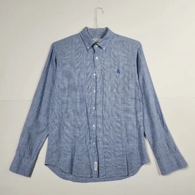 빈폴 블루 체크 긴팔 셔츠