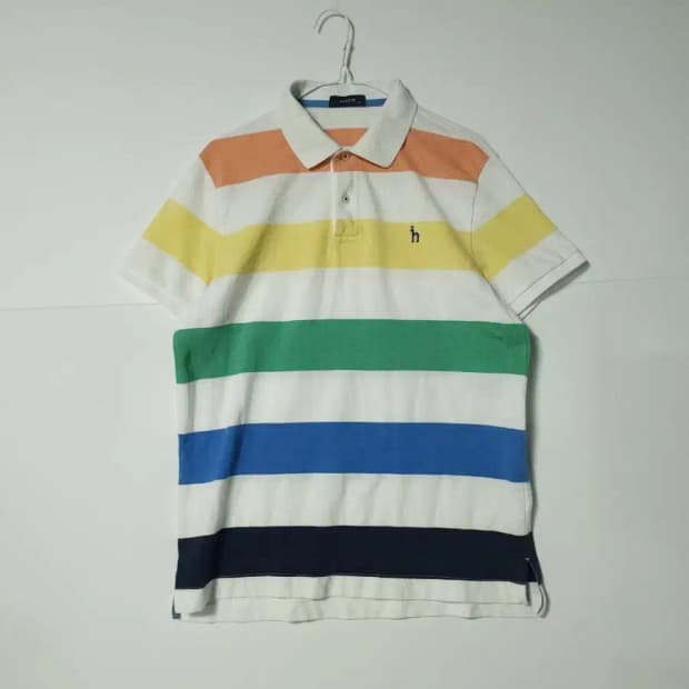 헤지스 멀티 스트라이프 반팔 카라티