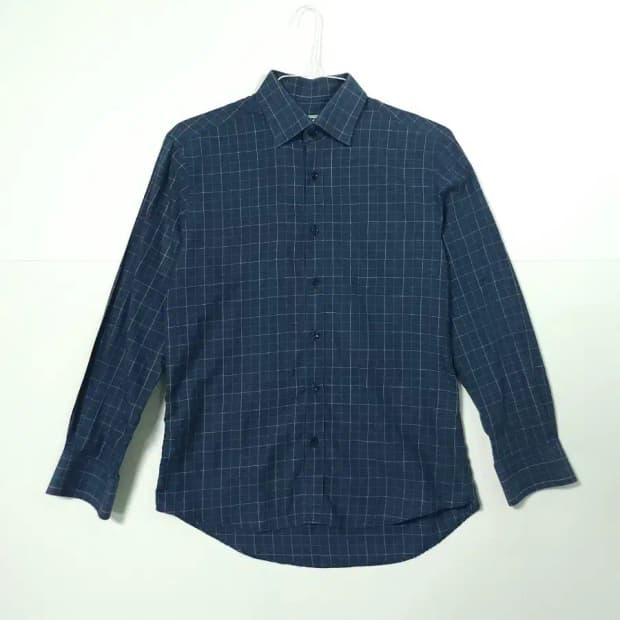 레노마 네이비 체크 남방 긴팔 셔츠