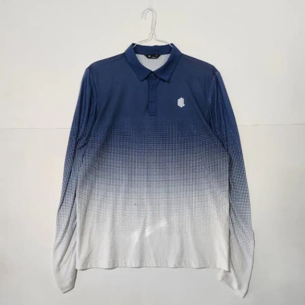 빈폴 남성 네이비 그라데이션 긴팔 카라티 기능성