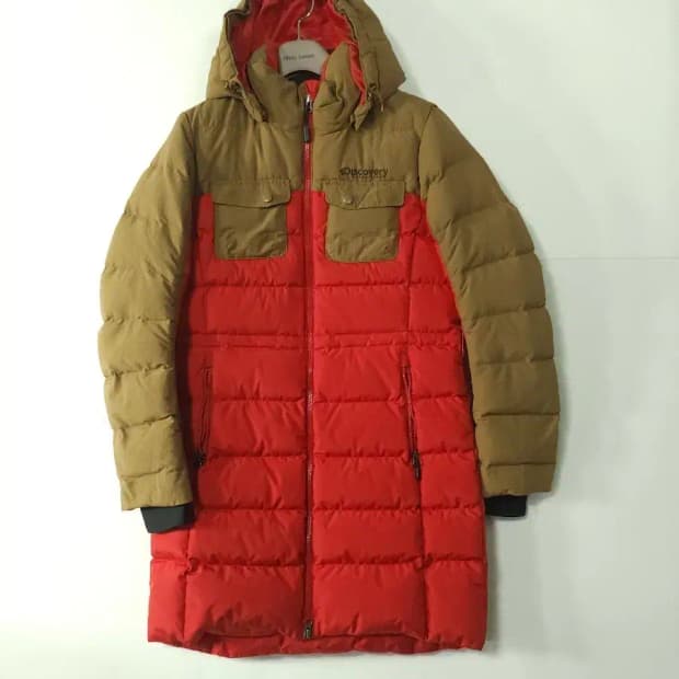 디스커버리 레드/브라운 롱패딩 점퍼