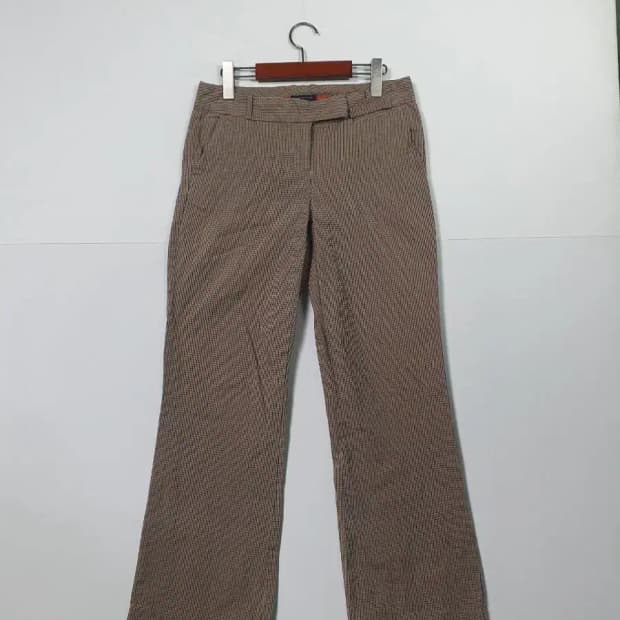 타미 브라운 체크 여성 부츠컷 슬랙스