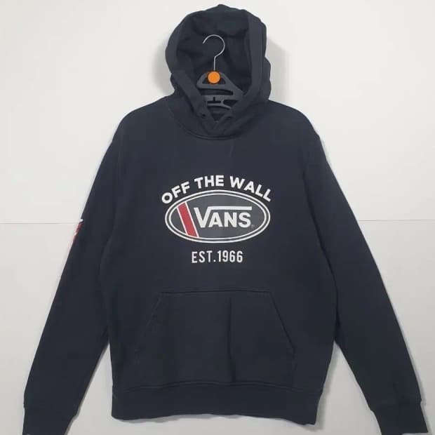 반스 Off The Wall 검정색 후드티