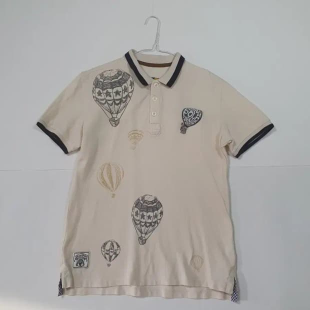 빈폴 열기구 프린팅 반팔 카라티