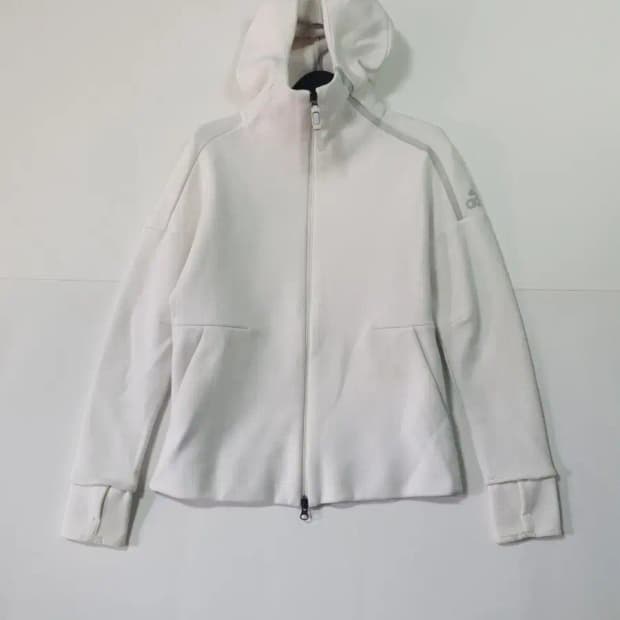 아디다스 화이트 후드집업