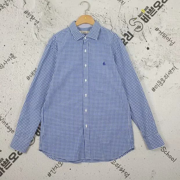 빈폴 BEANPOLE 긴팔 남방 셔츠 블루 깅엄 105 1100297