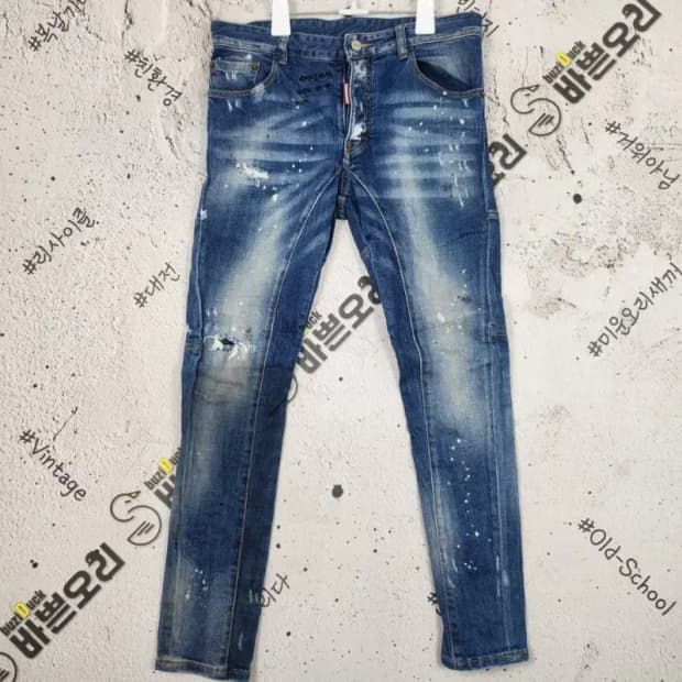 디스퀘어드2 스케이터진 데님 청바지 스판 워싱 중청 46 4100065