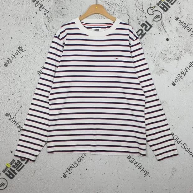 타미진스 TOMMY 단가라 롱슬리브 긴팔 티 화이트 L 2100116
