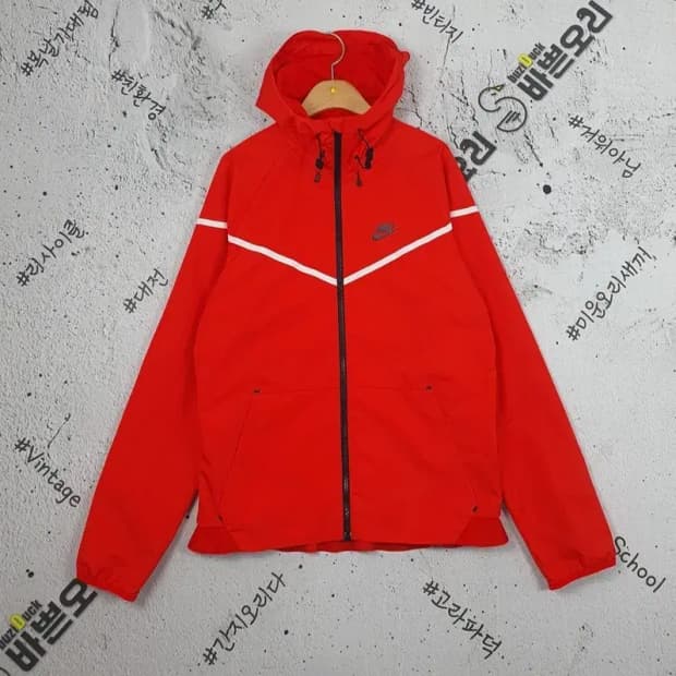 나이키 NIKE 메쉬 바람막이 후드 자켓 레드 3800153