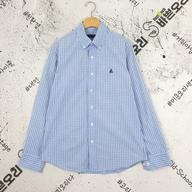 빈폴 BEANPOLE 사각체크 셔츠 라이트 블루 1100004
