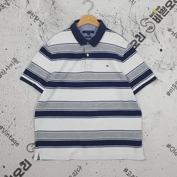 타미힐피거 TOMMY 반팔 카라티 스트라이프 L 1000384