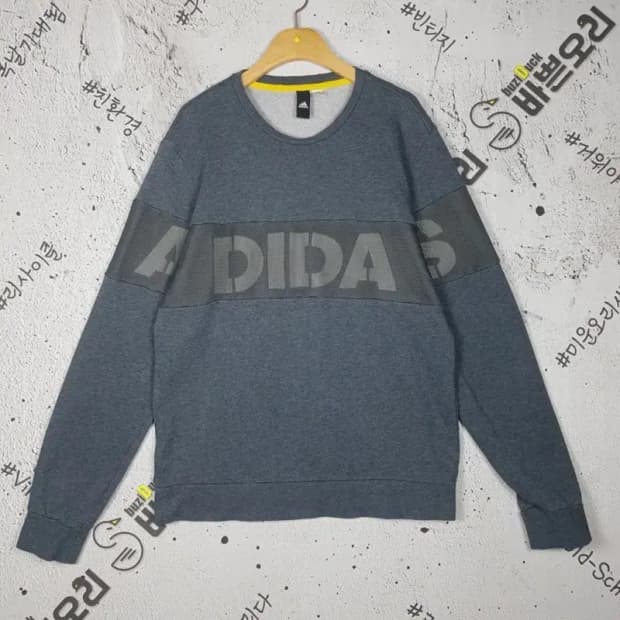 아디다스 ADIDAS 매쉬 빅로고 맨투맨 그레이 L 2200223