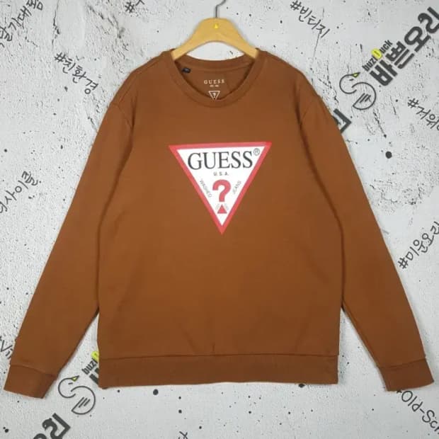 게스 GUESS 스웨트 맨투맨 브라운 XL(105) 2200228