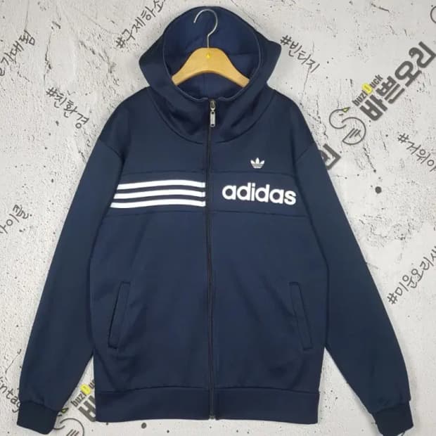 아디다스 ADIDAS 후드 집업 져지 네이비 95 3100234