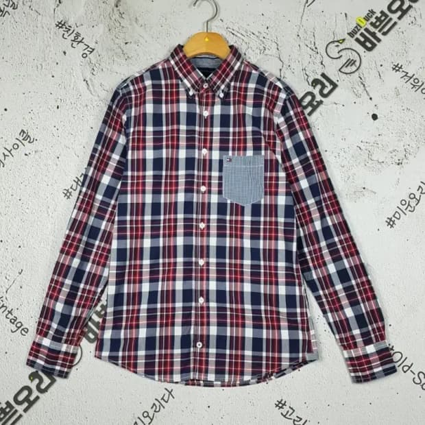 타미힐피거 TOMMY 여성 슬림핏 셔츠 레드 타탄 S 1100312