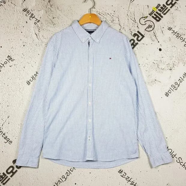 타미힐피거 셔츠 스트라이프 라이트 블루 176 1100310
