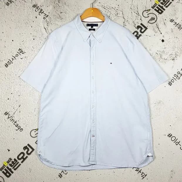 타미힐피거 레귤러핏 반팔 셔츠 라이트블루 XXL 1100313