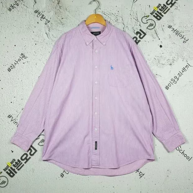 헤지스 H셔츠 긴팔 스트라이프 라이트 핑크 110 1100314