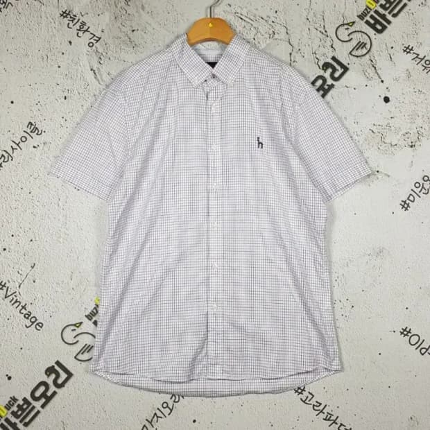 헤지스 HAZZYS 셔츠 반팔 화이트 테터솔체크 105 1100321