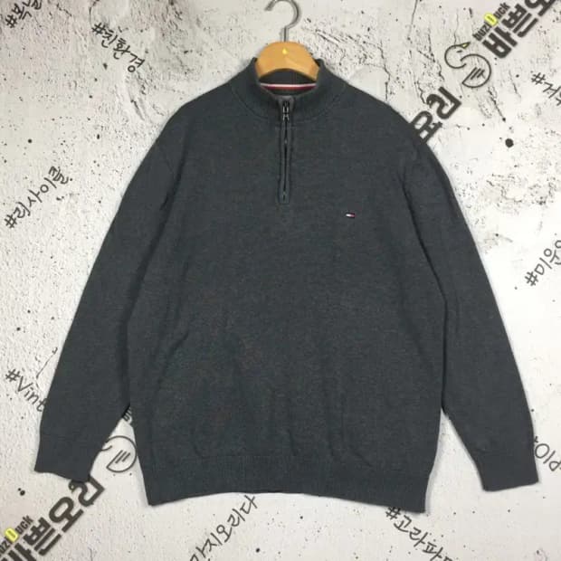 타미힐피거 TOMMY 하프집업 스웨터 니트 그레이 XXL 2400094