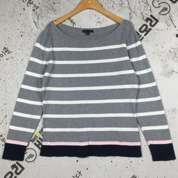 타미힐피거 TOMMY 여성 보트넥 니트 그레이 L 2400097