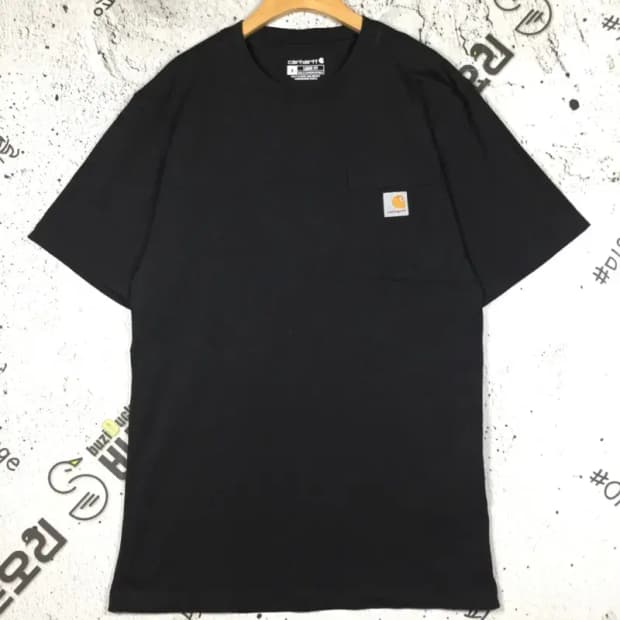 칼하트 CARHARTT 루즈핏 포켓 반팔 티 블랙 S 1000478