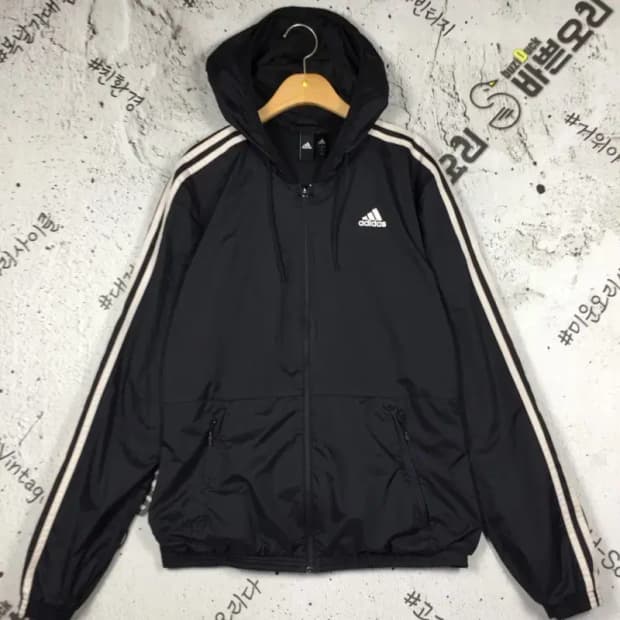 아디다스 ESS WIND 후드 집업 바람막이 자켓 블랙 L 3800176